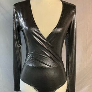 Charlotte Russe Shimmering Silver Bodysuit